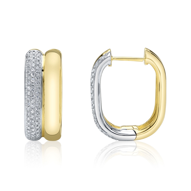 0.33Ct 14K2T Y/W Diamond Oval Hoop Earring