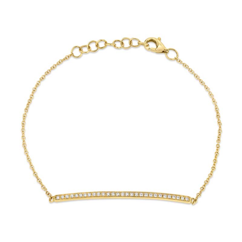 0.17Ct 14K Yellow Gold Diamond Bar Bracelet