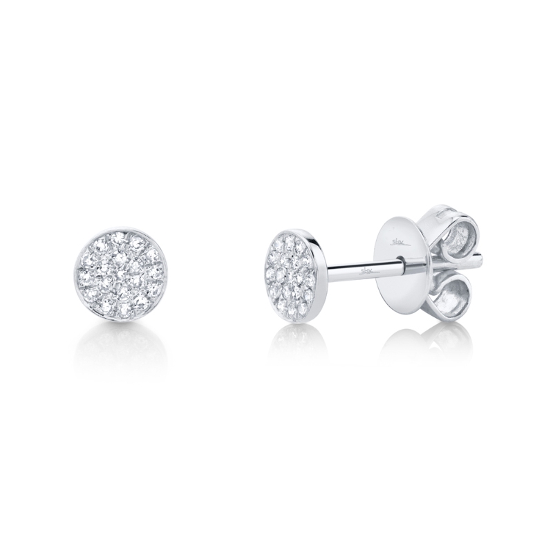 0.07ct 14k White Gold Diamond Pave Stud Earrings