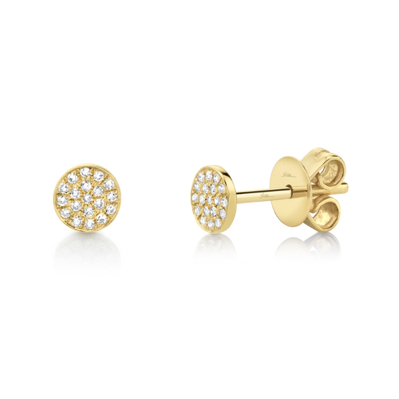 0.07ct 14k Yellow Gold Diamond Pave Stud Earrings