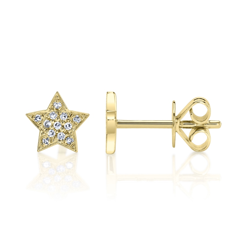 0.07Ct 14K Yellow Gold Diamond Star Stud Earring