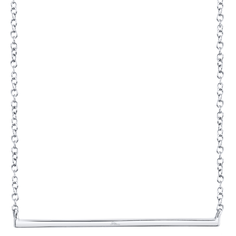 0.08Ct 14K White Gold Diamond Bar Necklace