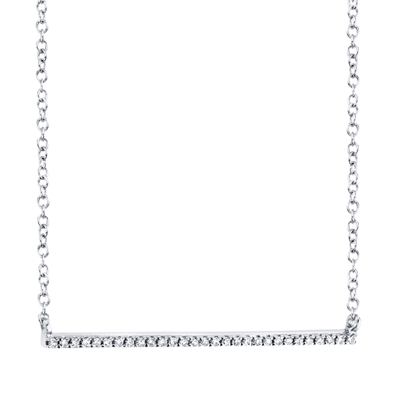 0.08Ct 14K White Gold Diamond Bar Necklace