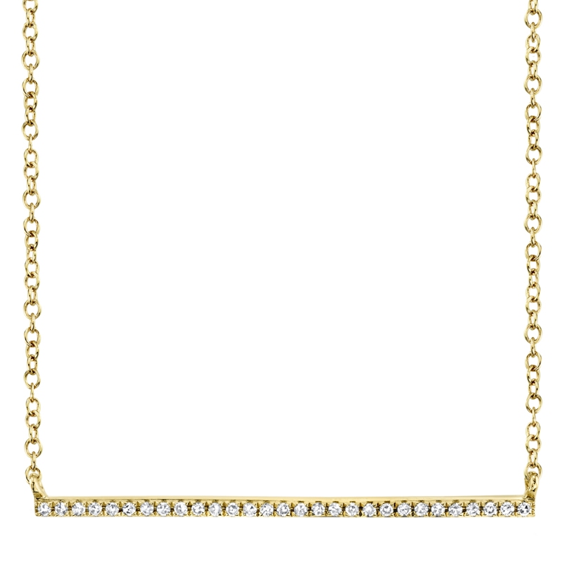 0.08ct 14k Yellow Gold Diamond Bar Necklace