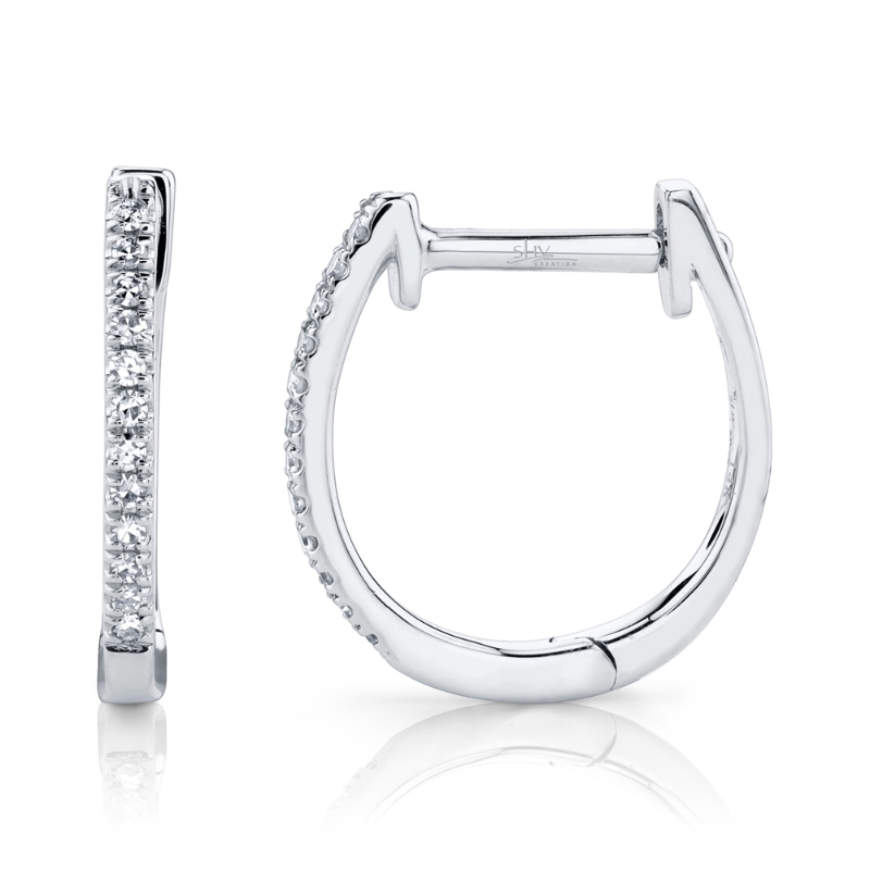 0.08Ct 14K White Gold Diamond Huggie Earring