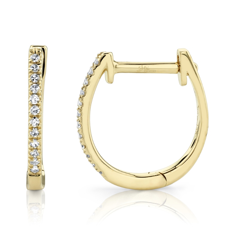 0.08Ct 14K Yellow Gold Diamond Huggie Earring