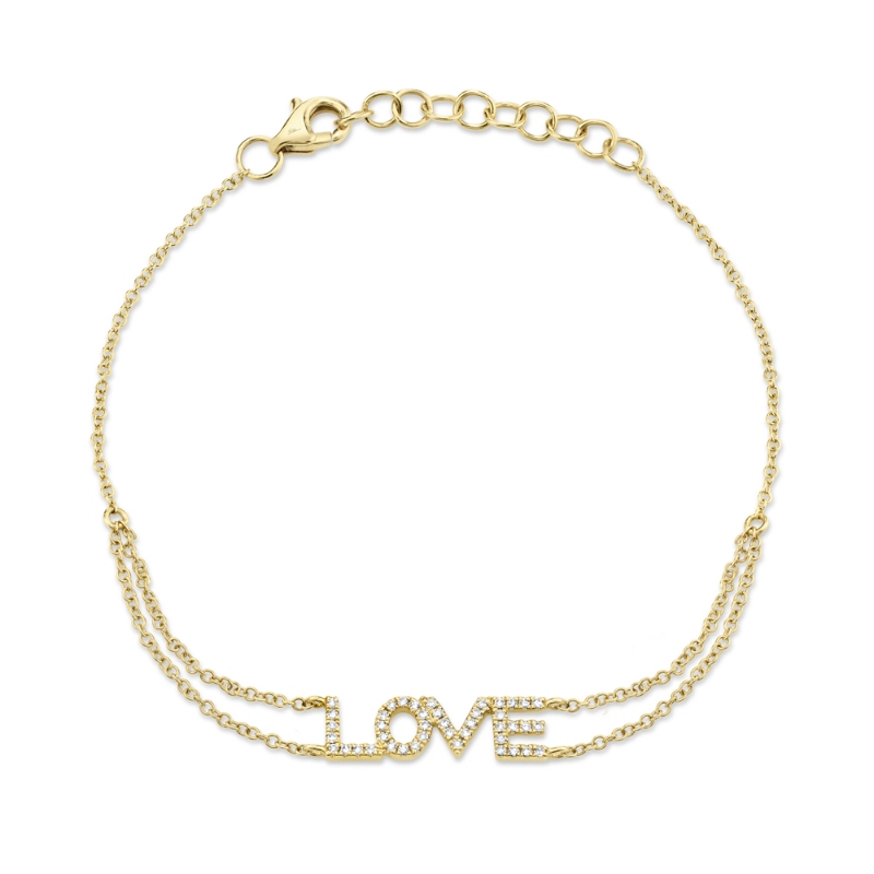 0.12Ct 14K Yellow Gold Diamond "Love" Bracelet