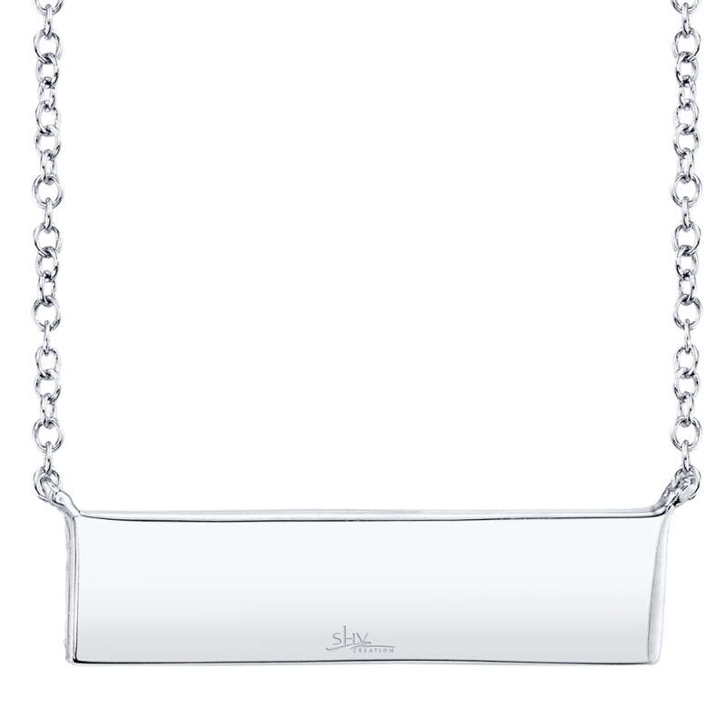 0.25Ct 14K White Gold Diamond Pave Bar Necklace