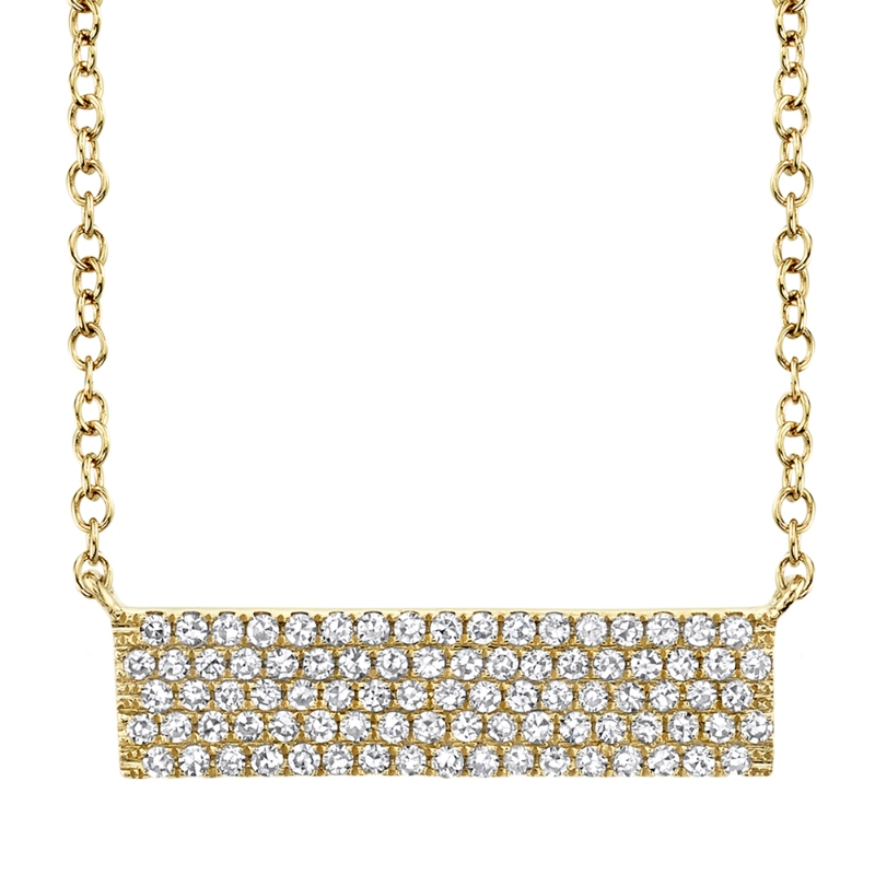 0.25Ct 14K Yellow Gold Diamond Pave Necklace