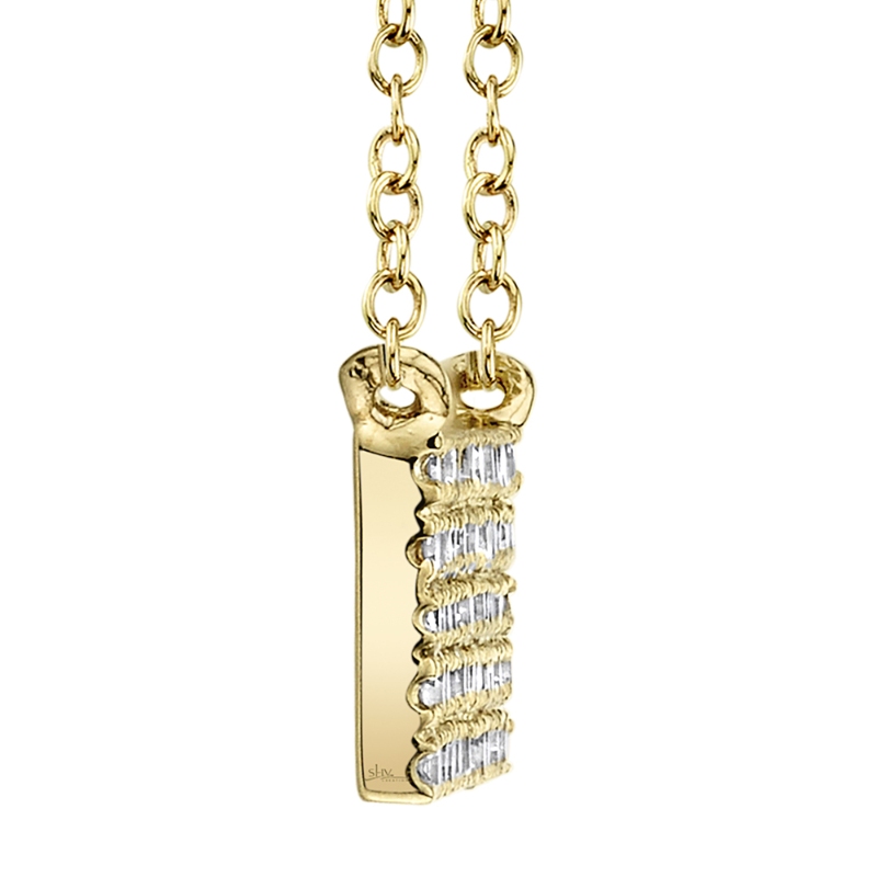 0.25Ct 14K Yellow Gold Diamond Pave Bar Necklace
