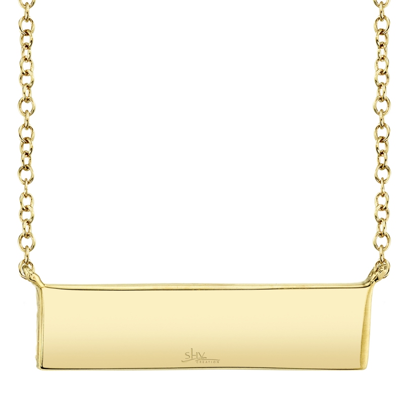 0.25Ct 14K Yellow Gold Diamond Pave Bar Necklace