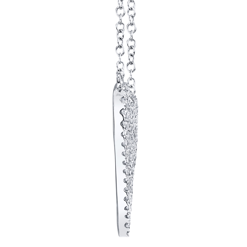 0.21Ct 14K White Gold Diamond Pave Heart Necklace