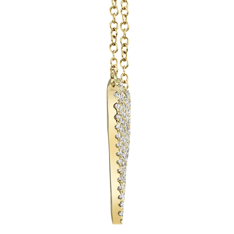 0.21Ct 14K Yellow Gold Diamond Pave Heart Necklace