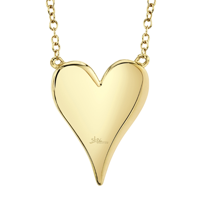 0.21Ct 14K Yellow Gold Diamond Pave Heart Necklace