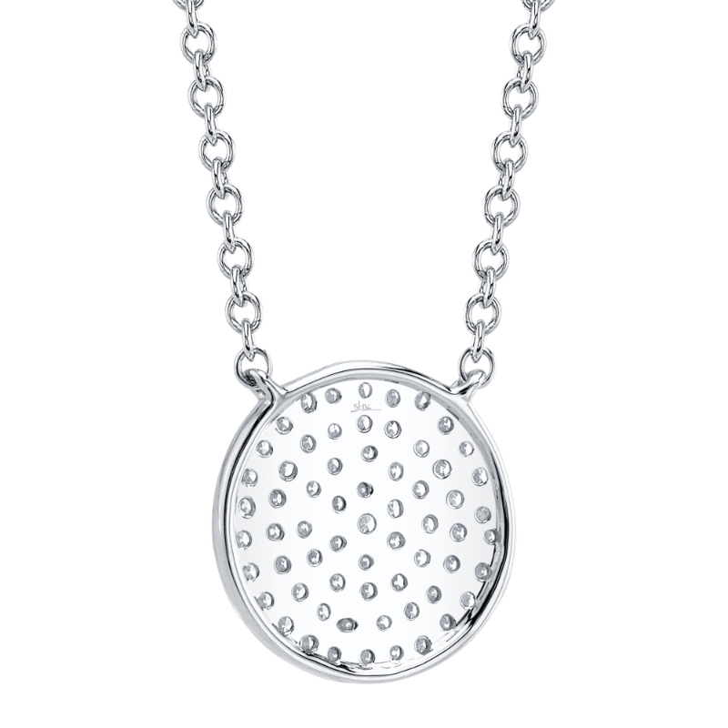 0.15Ct 14K White Gold Diamond Pave Circle Necklace