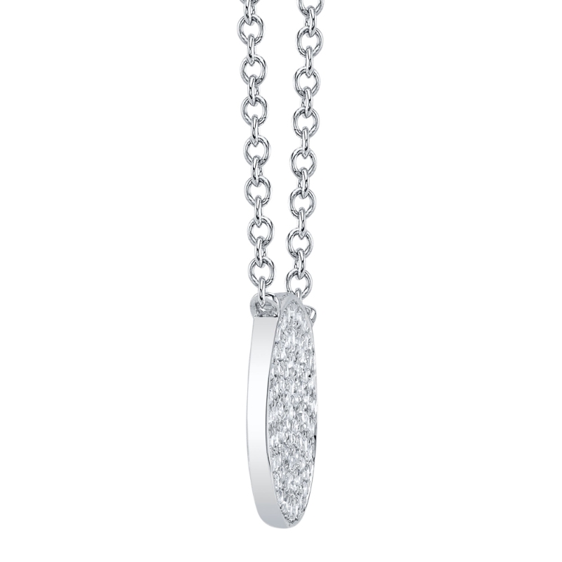0.15Ct 14K White Gold Diamond Pave Circle Necklace