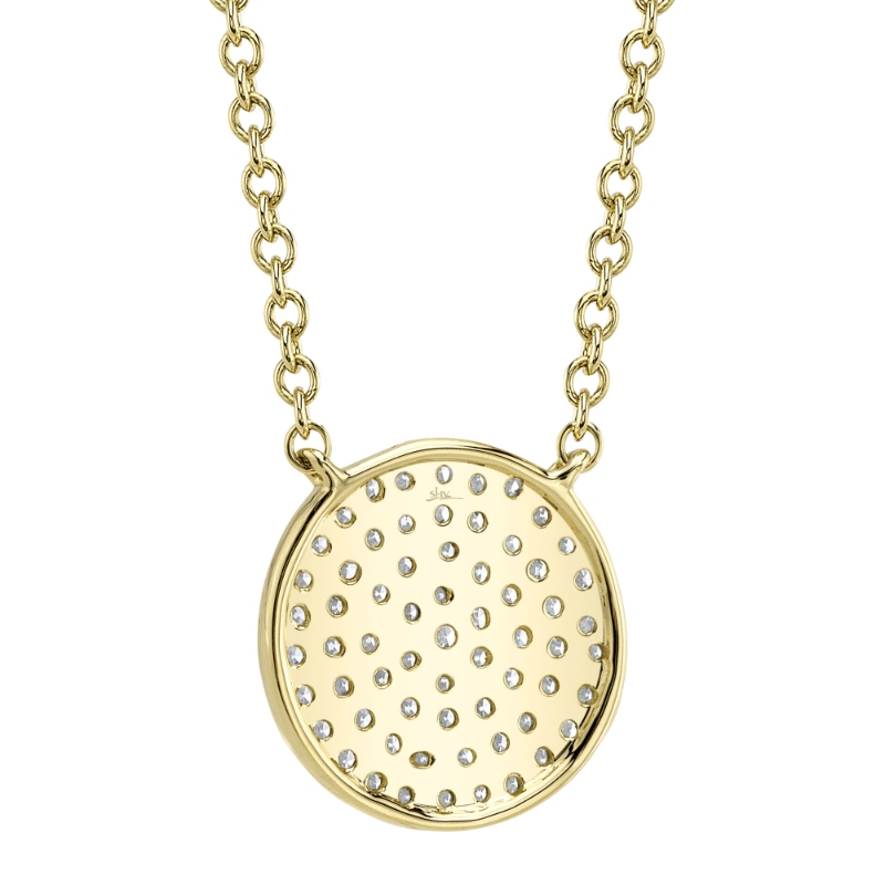 0.15Ct 14K Yellow Gold Diamond Pave Circle Necklace