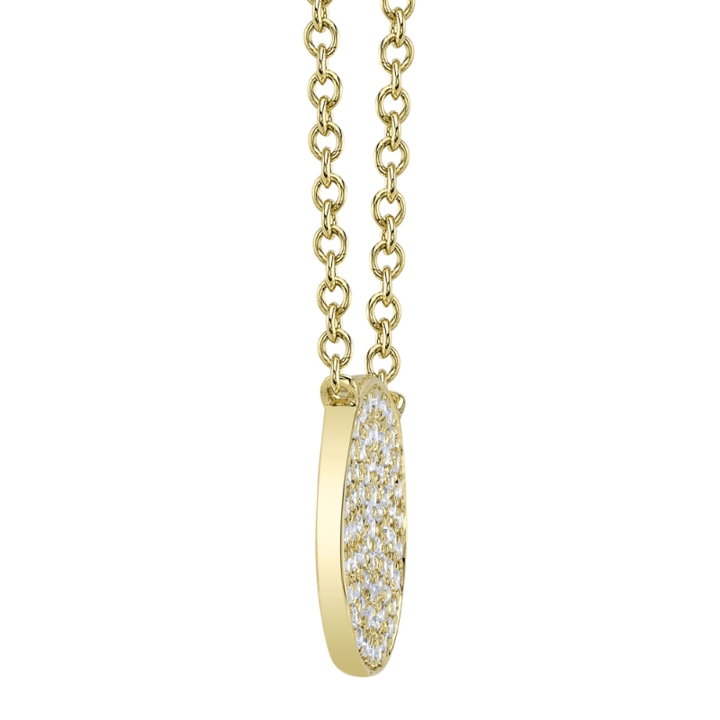 0.15Ct 14K Yellow Gold Diamond Pave Circle Necklace
