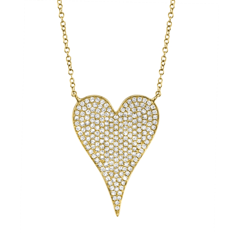 0.43ct 14k Yellow Gold Diamond Heart Necklace