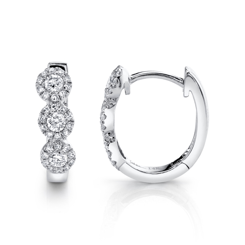 0.37Ct 14K White Gold Diamond Huggie Earring