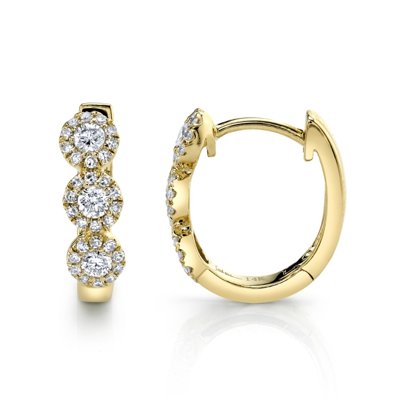 0.37Ct 14K Yellow Gold Diamond Huggie Earring