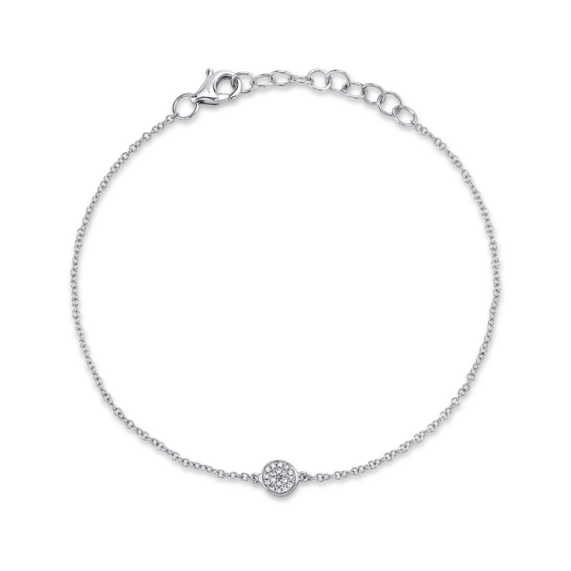 0.05Ct 14K White Gold Diamond Pave Circle Bracelet