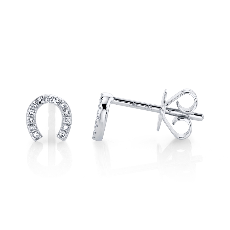 0.06Ct 14K White Gold Diamond Horseshoe Stud Earring