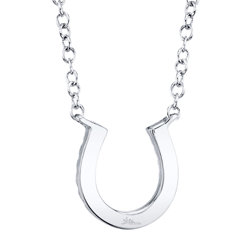 0.06Ct 14K White Gold Diamond Horseshoe Necklace