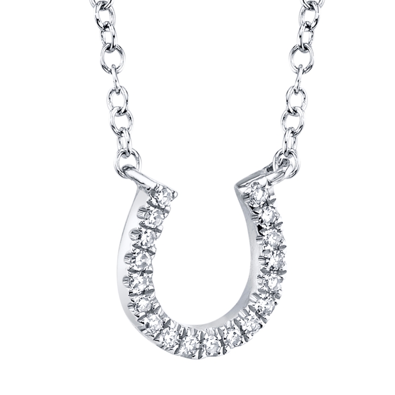 0.06Ct 14K White Gold Diamond Horseshoe Necklace
