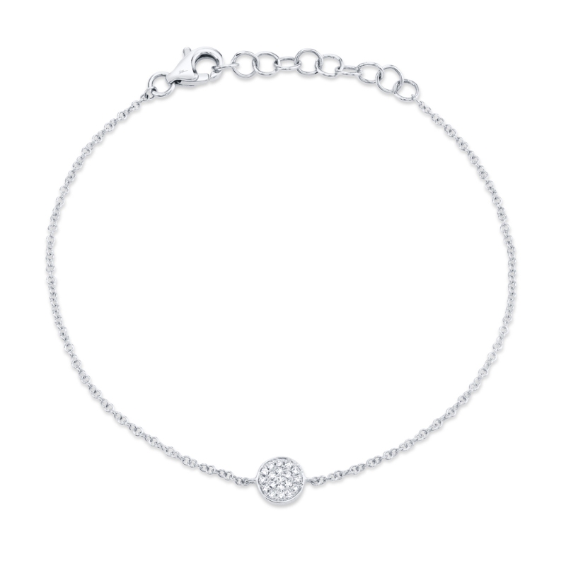 0.05Ct 14K White Gold Diamond Pave Circle Bracelet