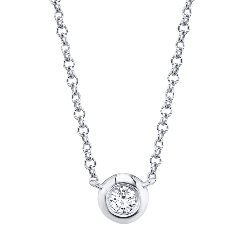 0.05Ct 14K White Gold Diamond Bezel Necklace