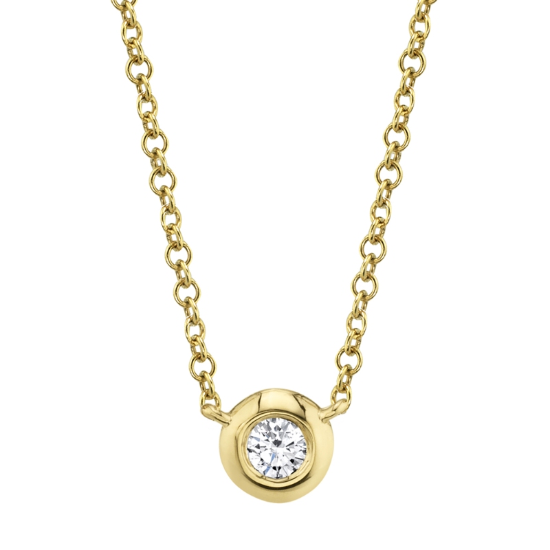 0.05Ct 14K Yellow Gold Diamond Bezel Necklace