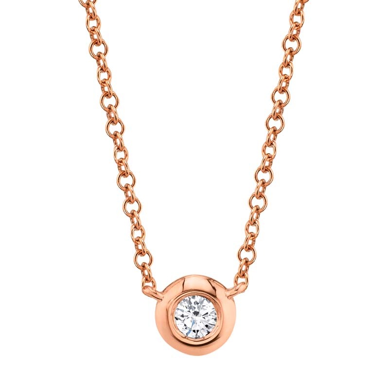0.05Ct 14K Rose Gold Diamond Bezel Necklace