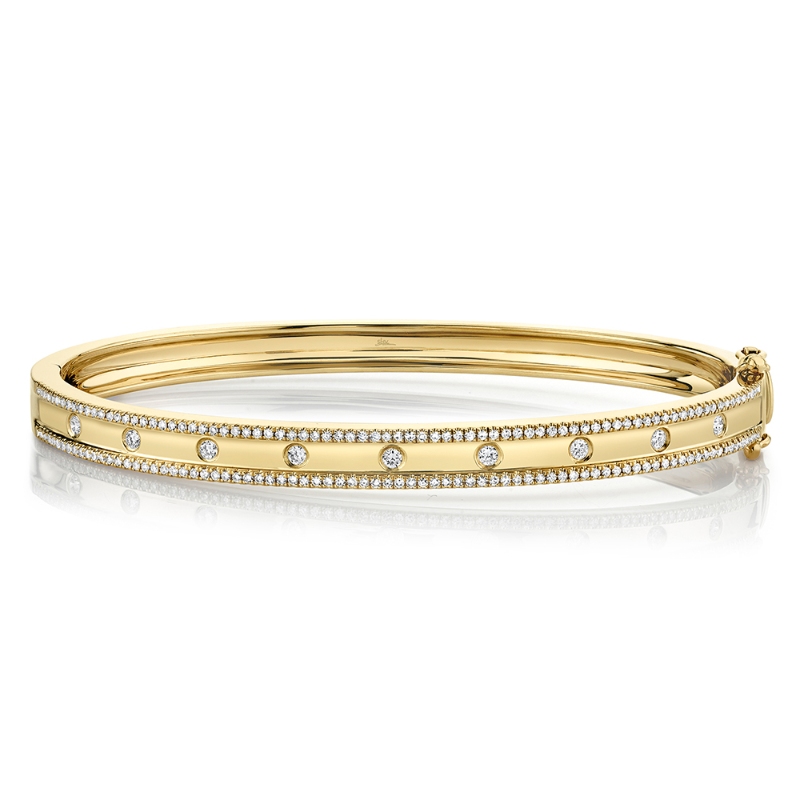 0.62Ct 14K Yellow Gold Diamond Bangle