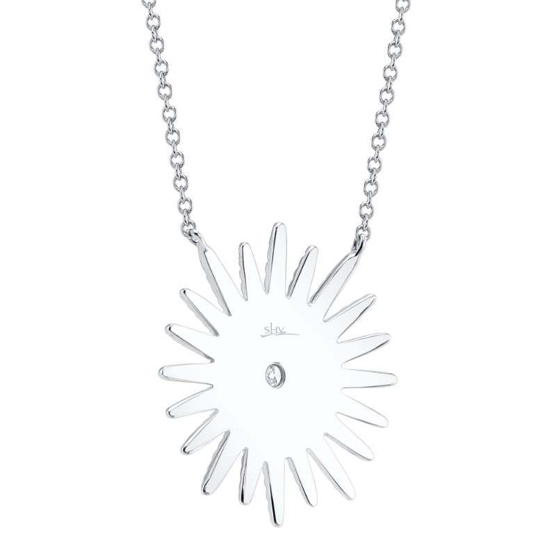 0.43Ct 14K White Gold Diamond Starburst Necklace
