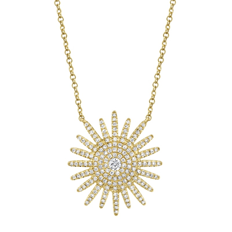 0.43Ct 14K Yellow Gold Diamond Starburst Necklace