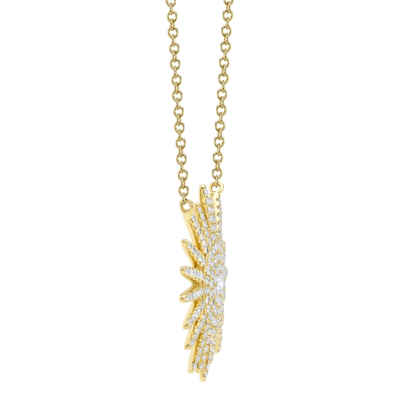 0.43Ct 14K Yellow Gold Diamond Starburst Necklace