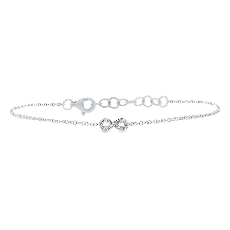 0.04Ct 14K White Gold Diamond Infinity Bracelet
