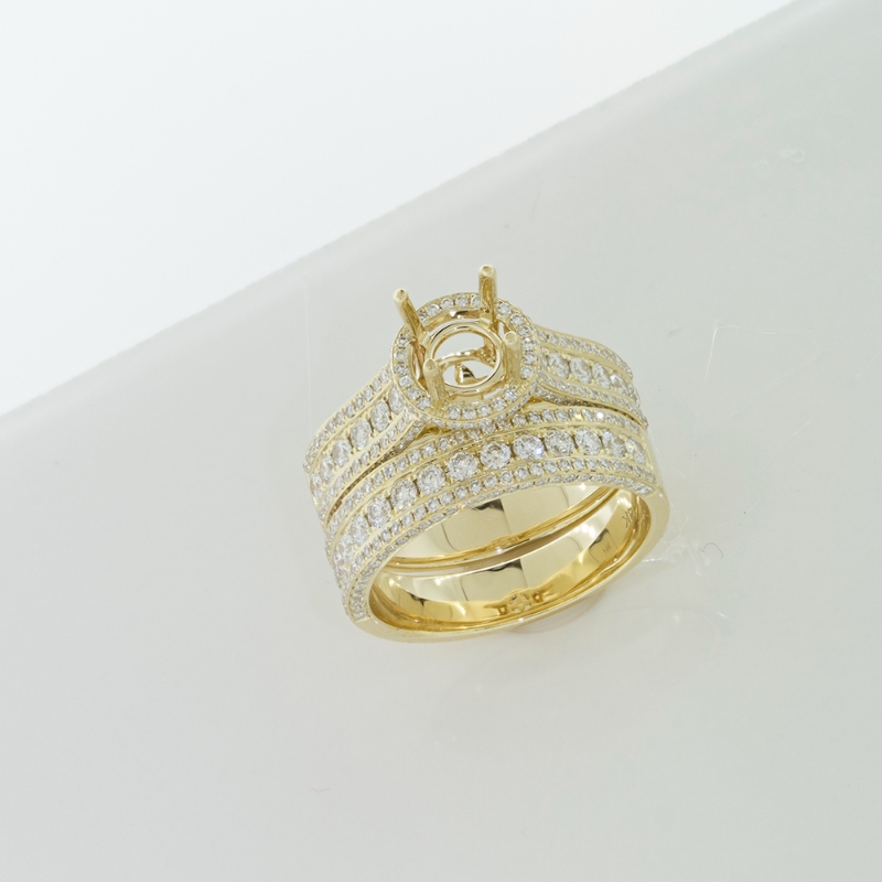 1.37Ct 14K Yellow Gold Diamond Semi-Mount Ring 2-Pc For 1.00Ct Center Size 8.25