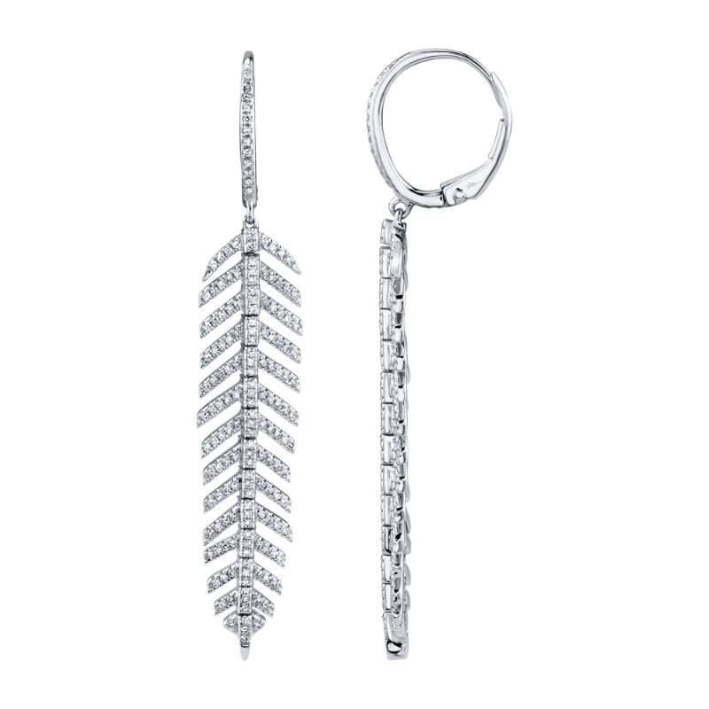 0.60Ct 14K White Gold Diamond Feather Earring