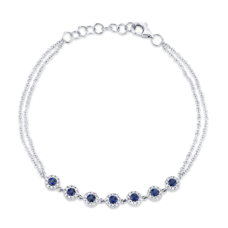 0.21Ct Diamond & 0.53Ct Blue Sapphire 14K White Gold Bracelet