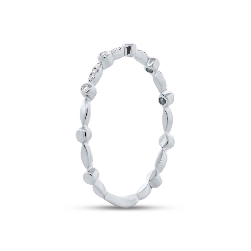 0.06Ct 14K White Gold Diamond Lady's Band Size 8