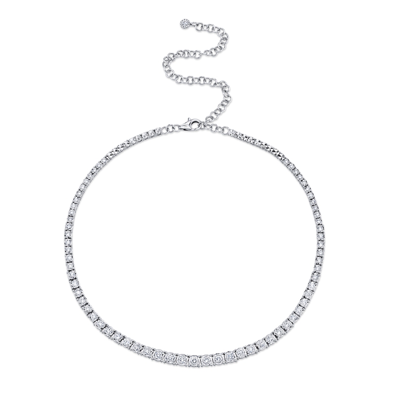 4.39Ct 14K White Gold Diamond Tennis Necklace