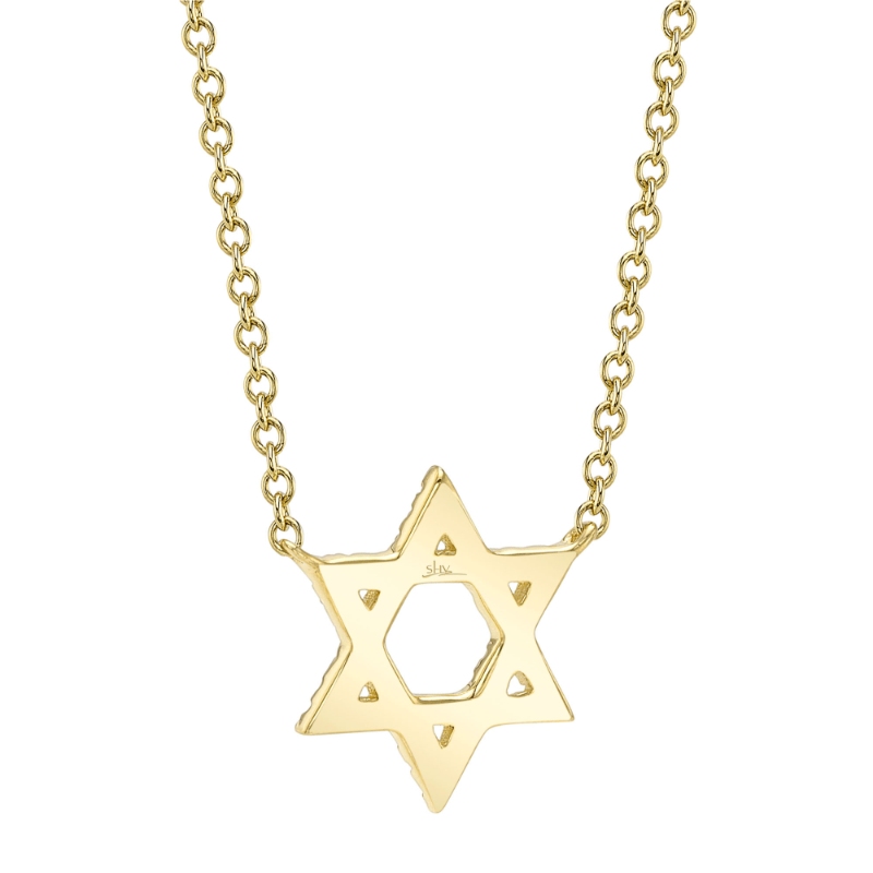 0.11Ct 14K Yellow Gold Diamond Star Of David Necklace