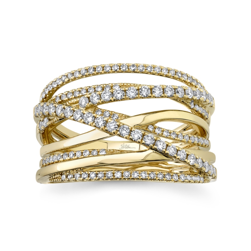 0.62Ct 14K Yellow Gold Diamond Bridge Ring