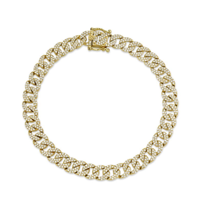 1.69Ct 14K Yellow Gold Diamond Pave Link Bracelet
