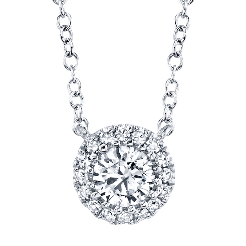 0.20Ct-Ctr(Round) 0.05Ct-Side 14K White Gold Diamond Necklace
