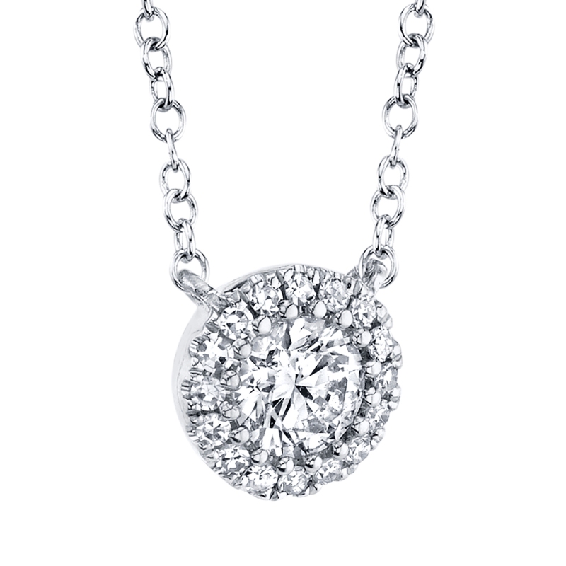 0.20Ct-Ctr(Round) 0.05Ct-Side 14K White Gold Diamond Necklace