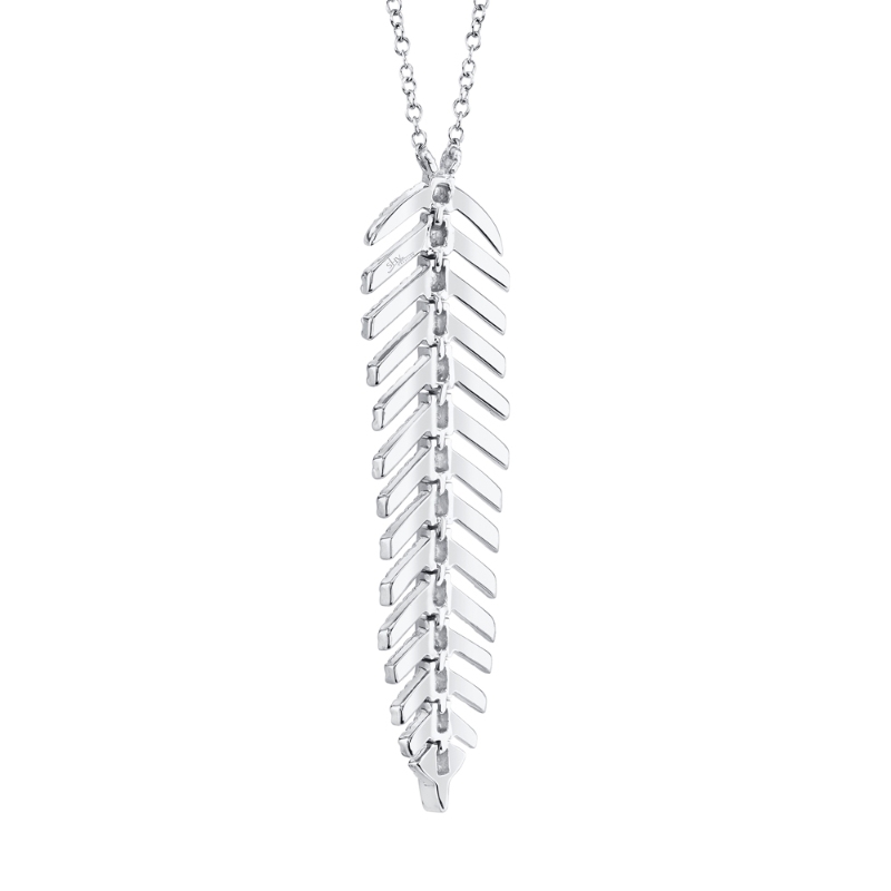 0.29Ct 14K White Gold Diamond Feather Necklace