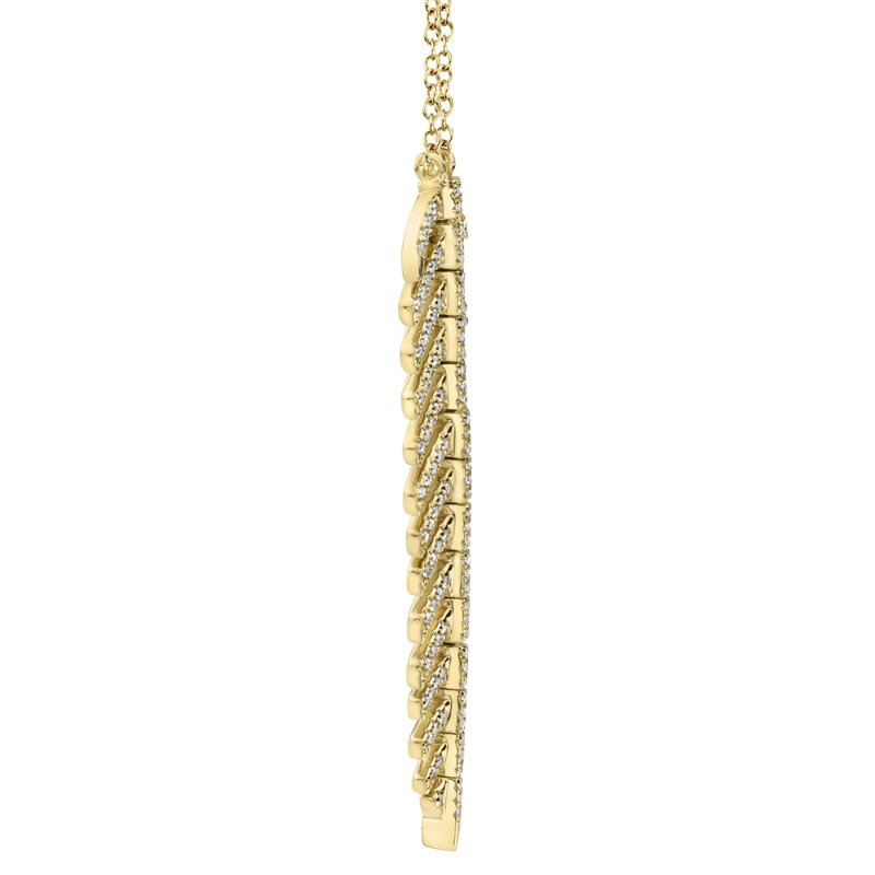 0.29Ct 14K Yellow Gold Diamond Feather Necklace